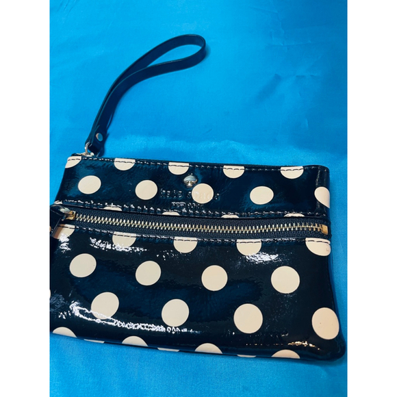 Kate Spade Polka Dot Wristlet Clutch Black/White One Size - Picture 6 of 7